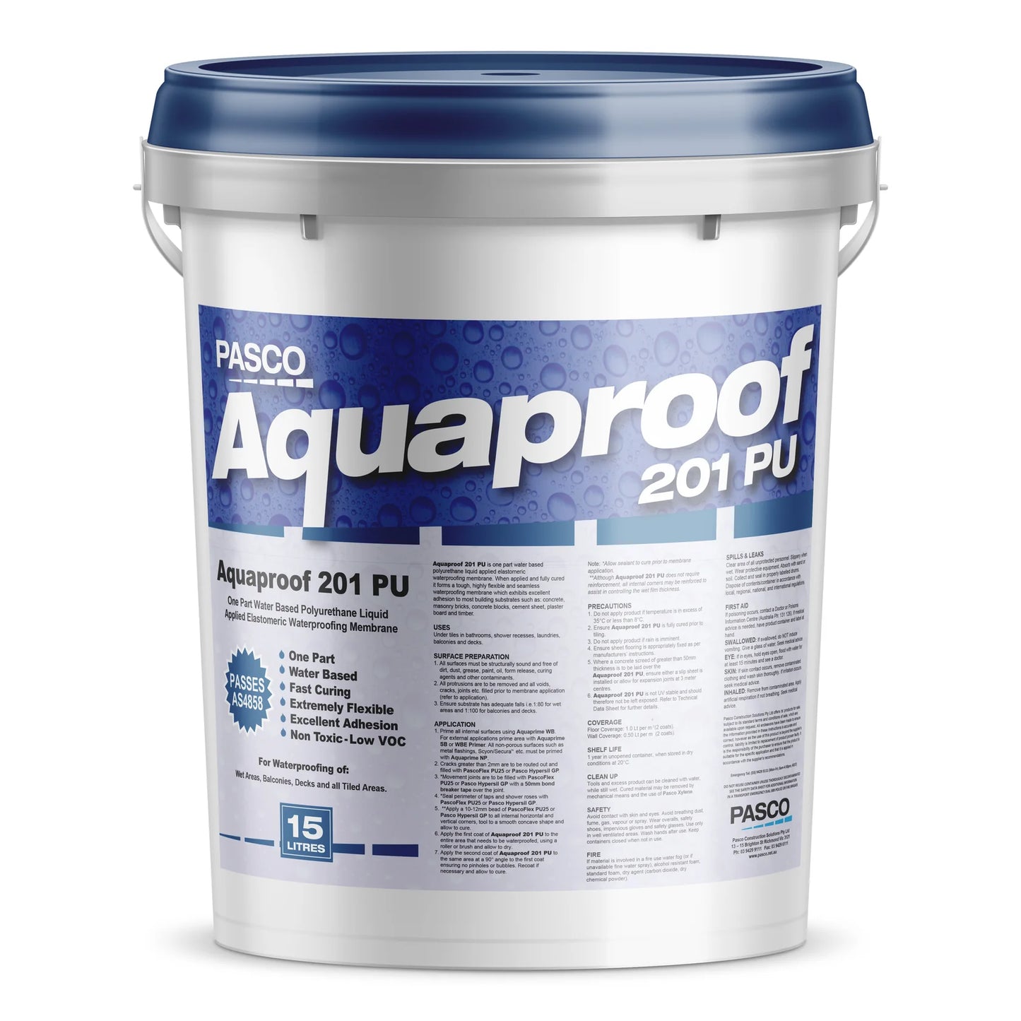 Pasco Aquaproof 201PU Blue 15 Litres Waterproofing Membrane