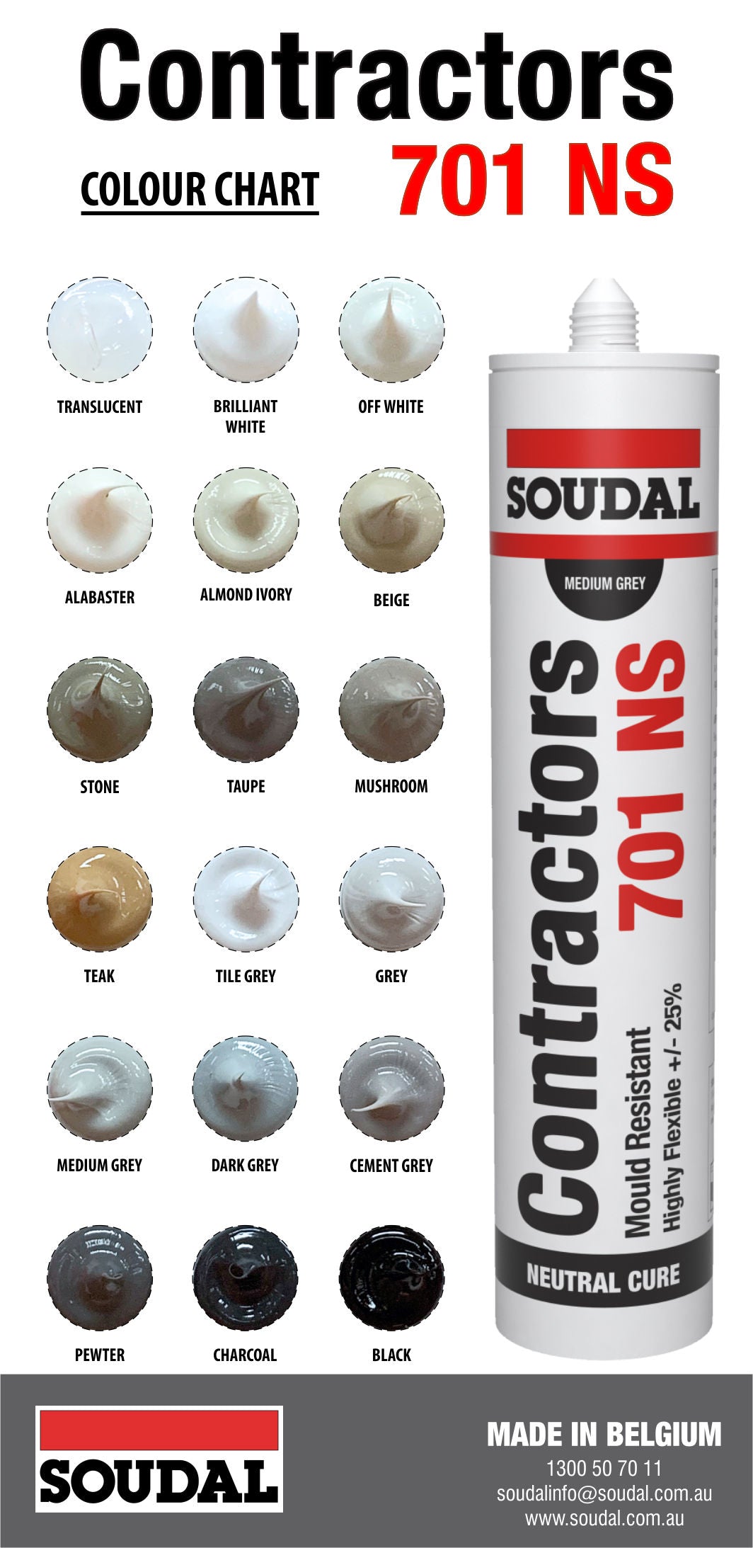 Soudal Contractors 701 NS Silicone Sealant 300ml