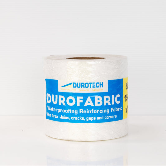 Roll of Durofabric waterproofing reinforcing fabric with a white background